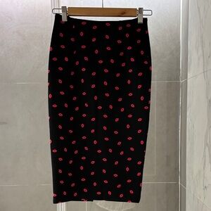 H&M Black Skirt with Red Lip Pattern